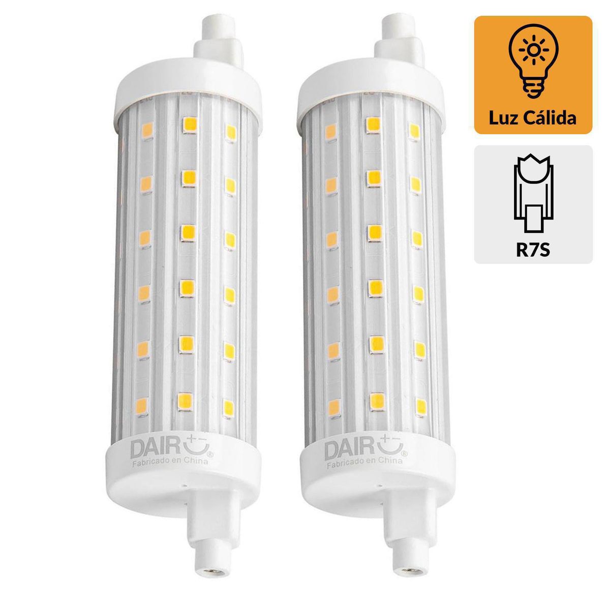 DAIRU - Pack 2 Ampolletas Led 100 W R7S 1521 lm Luz Cálida