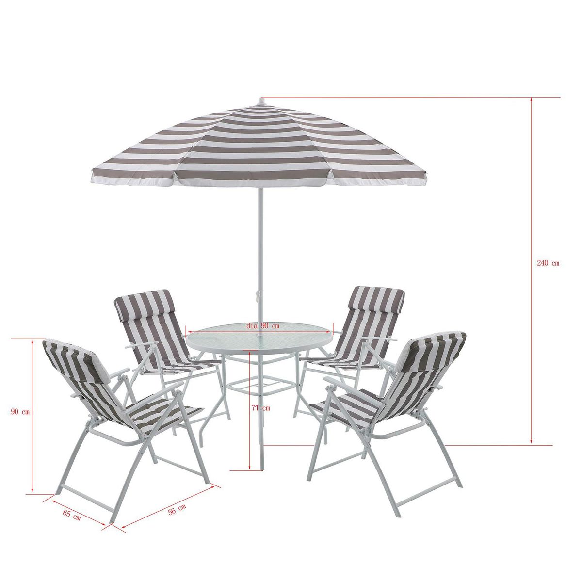 JUST HOME COLLECTION - Juego de comedor de terraza 6 piezas country