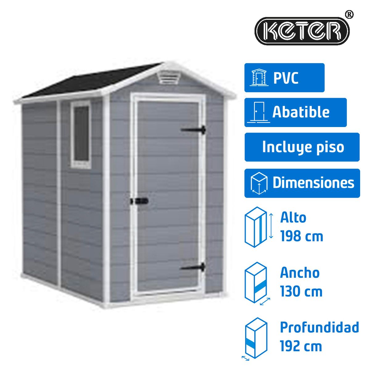 KETER - Bodega de Jardín Premium Manor Gris 198x130x192 cm