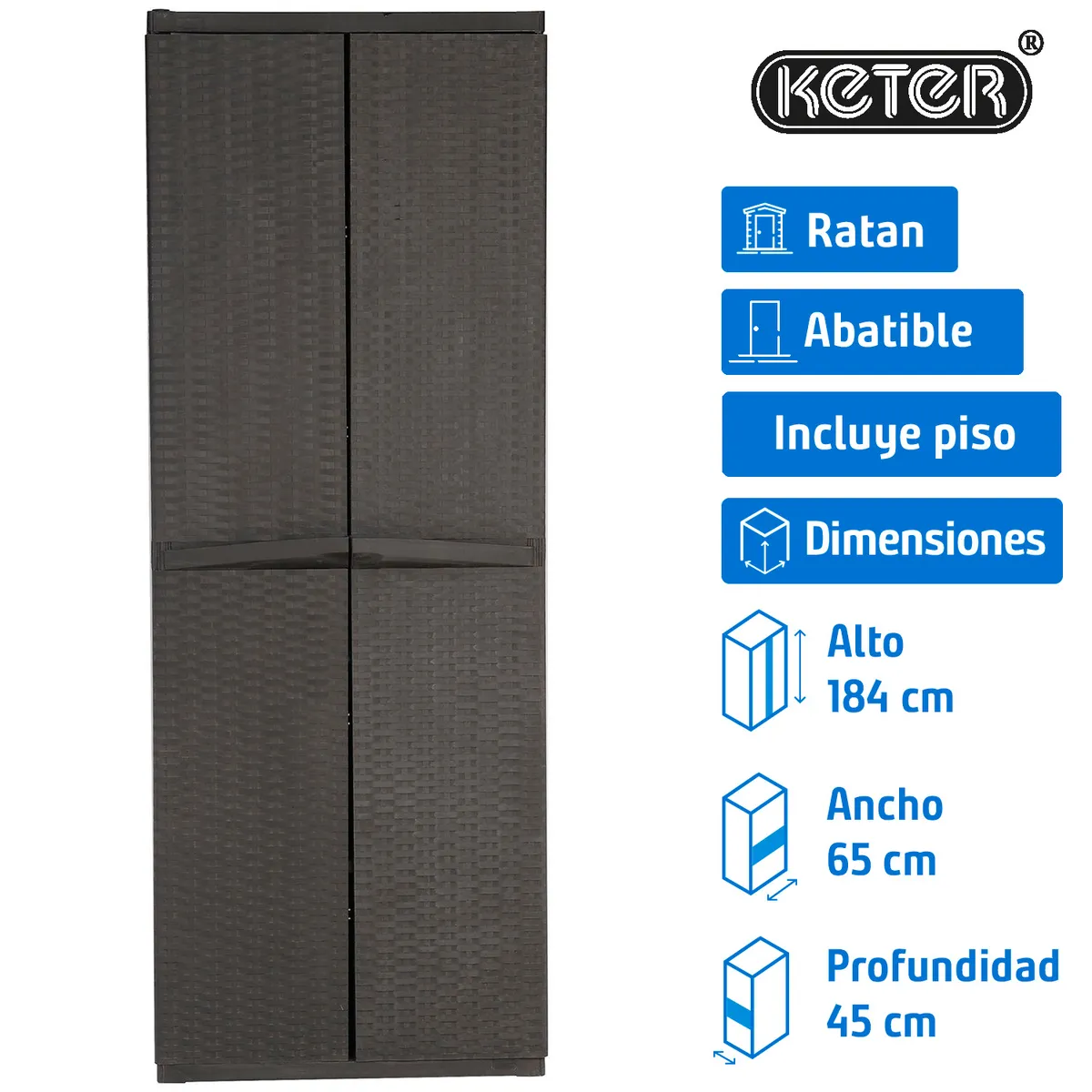 KETER - Organizador Rattan Gris 184x65x45 cm