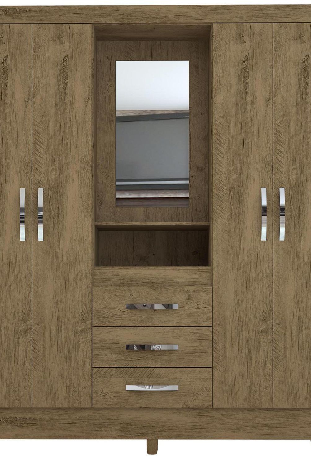 MOVAL - Clóset 4 Puerta(s) 3 Cajón(es) 4 Repisa(s) 165x204x47 cm Castaño
