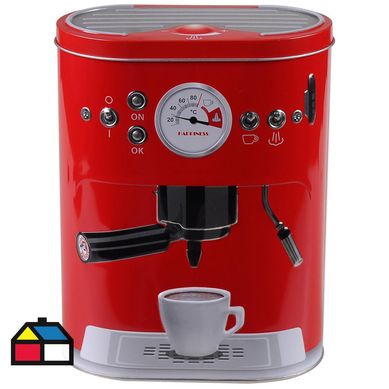 Caja metal 3D cafetera roja