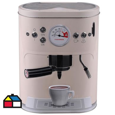 Caja metal 3D cafetera beige
