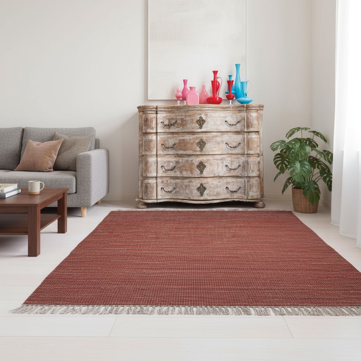 JUST HOME COLLECTION - Alfombra Grande Revibe 200x290 cm Poliéster Burdeo