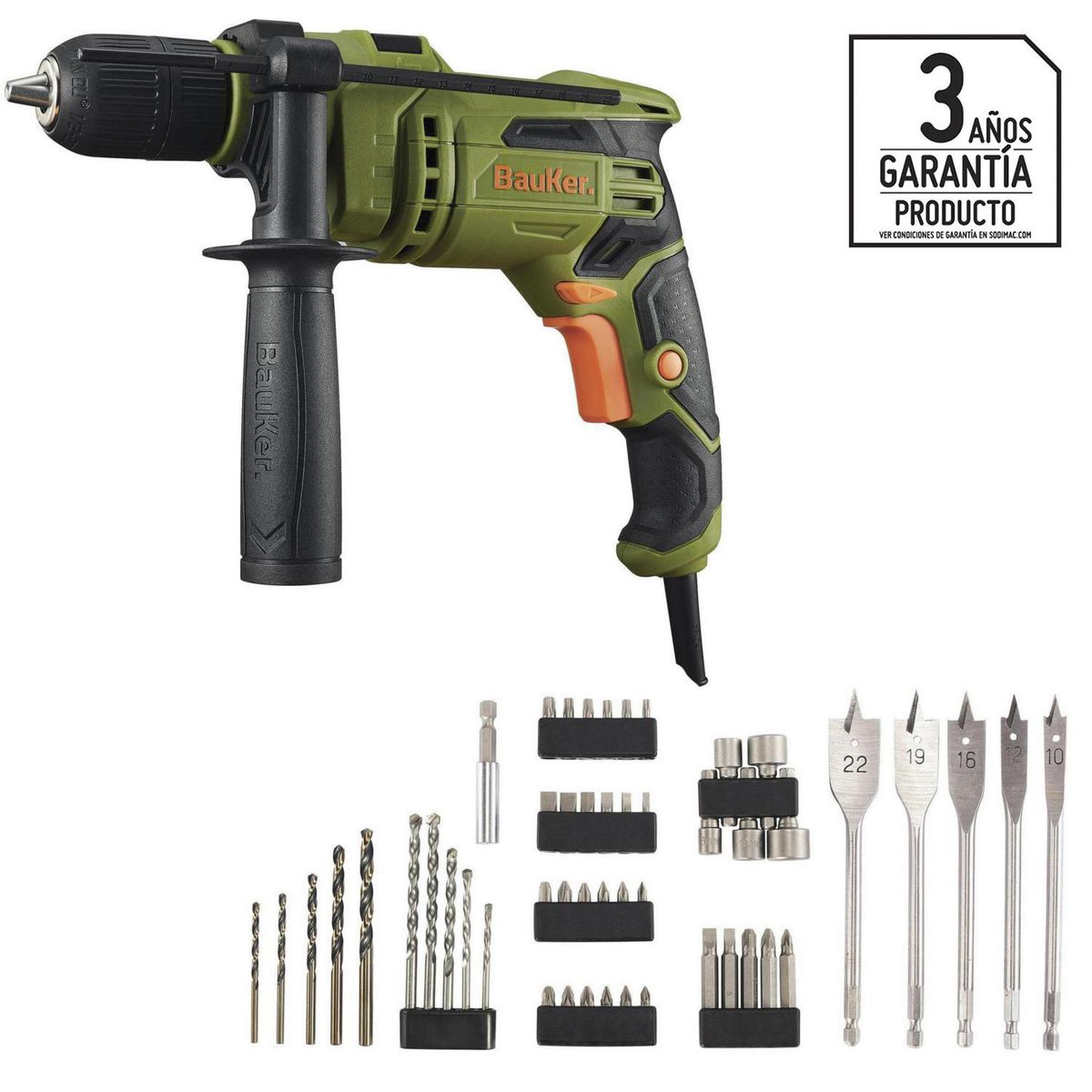 BAUKER - Taladro Percutor Eléctrico 13 mm 650 W 220 V