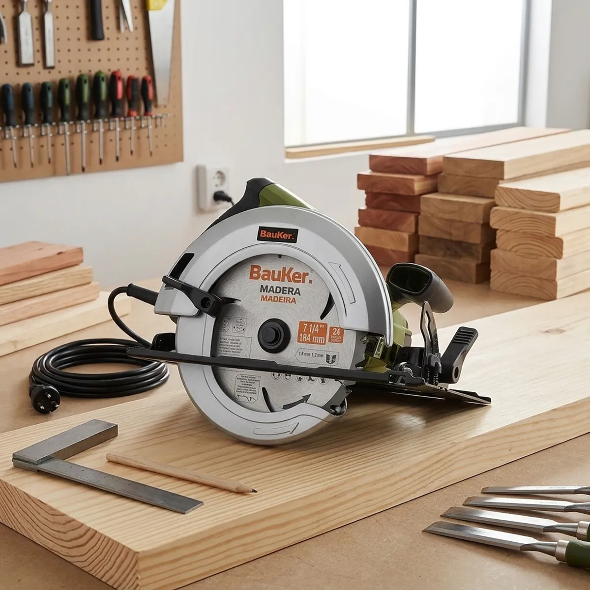 BAUKER - Sierra circular eléctrica 7 1/4" 1800W