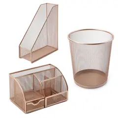JUST HOME COLLECTION - Combo Organizadores Escritorio Cobre