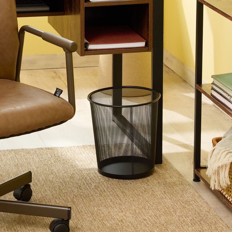 JUST HOME COLLECTION - Papelera Oficina Malla 13 Litros Metal Negro