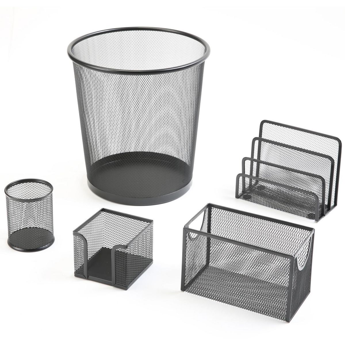 JUST HOME COLLECTION - Papelera Oficina Malla 13 Litros Metal Negro