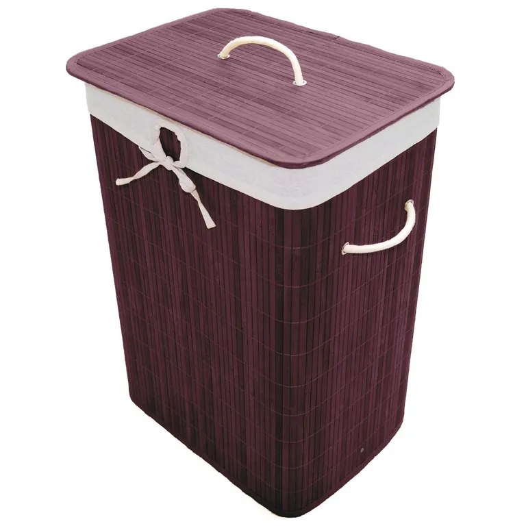 Canasto para Ropa Rectangular Bambú 30x60x40 cm 80 l Chocolate ...