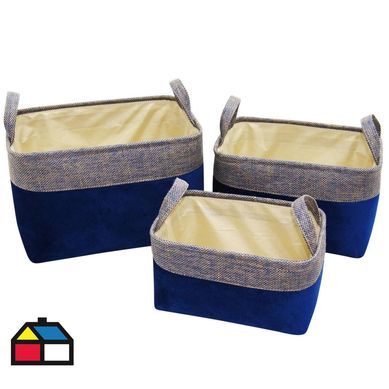 Set 3 canastos con mangos azul oscuro