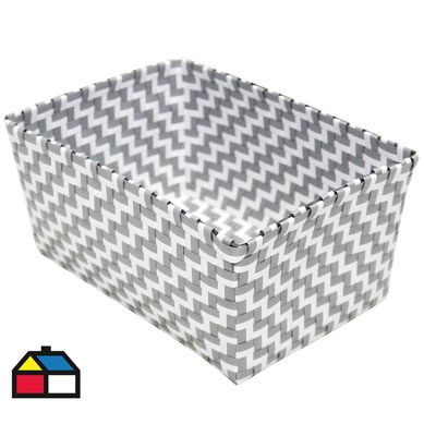 Canasto tejido rectangular gris