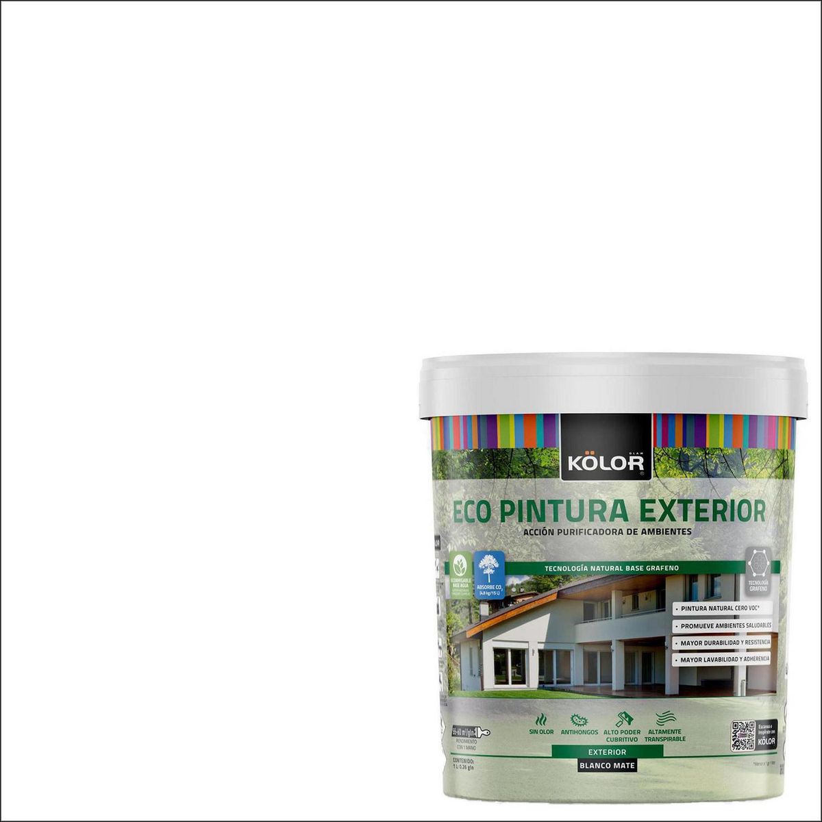 KOLOR - Ecopintura Kolor exterior 1/4 galon blanco mate