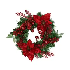 DEAR SANTA - Corona poinsettia berry 35 cm