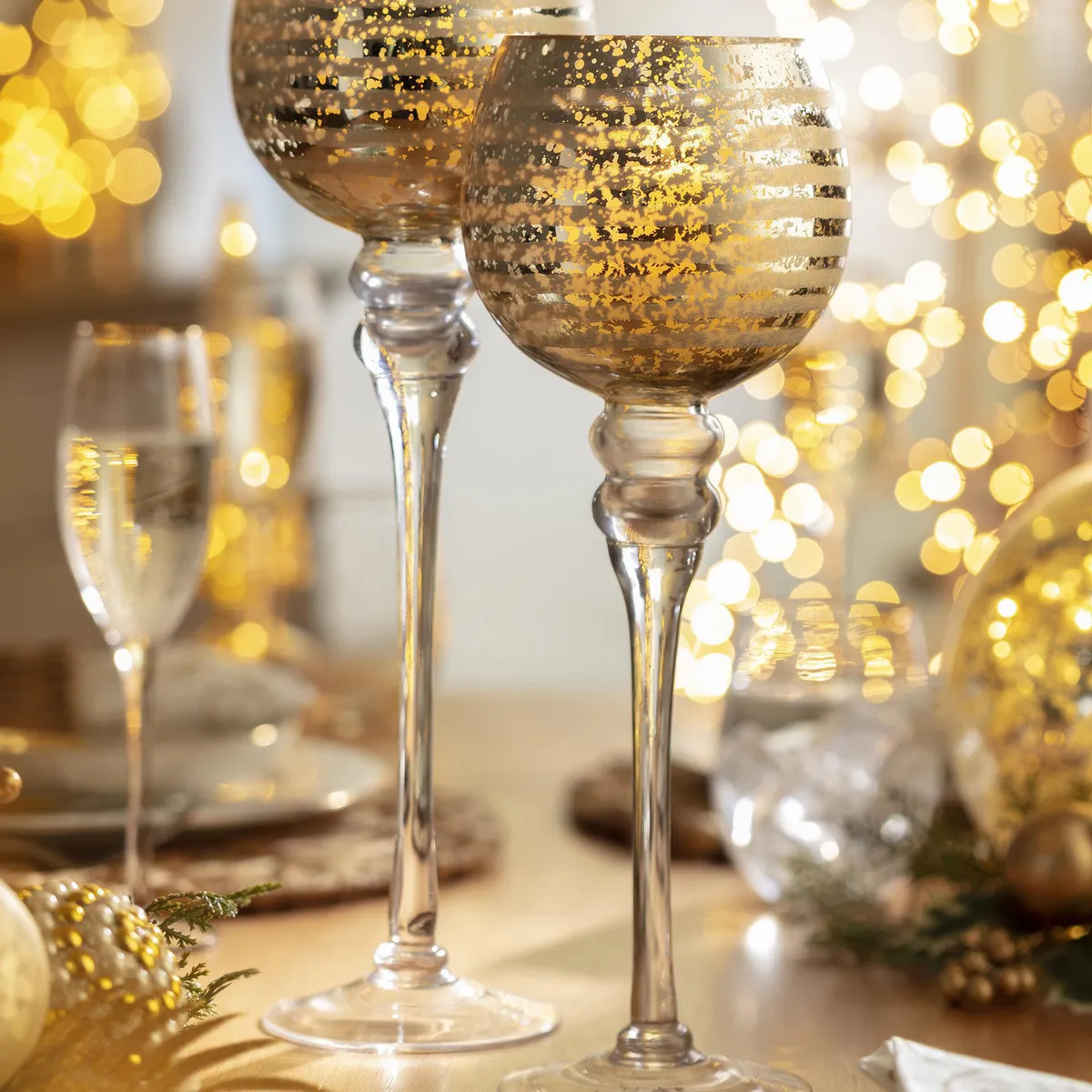 DEAR SANTA - Candelabro vidrio gold 35 cm