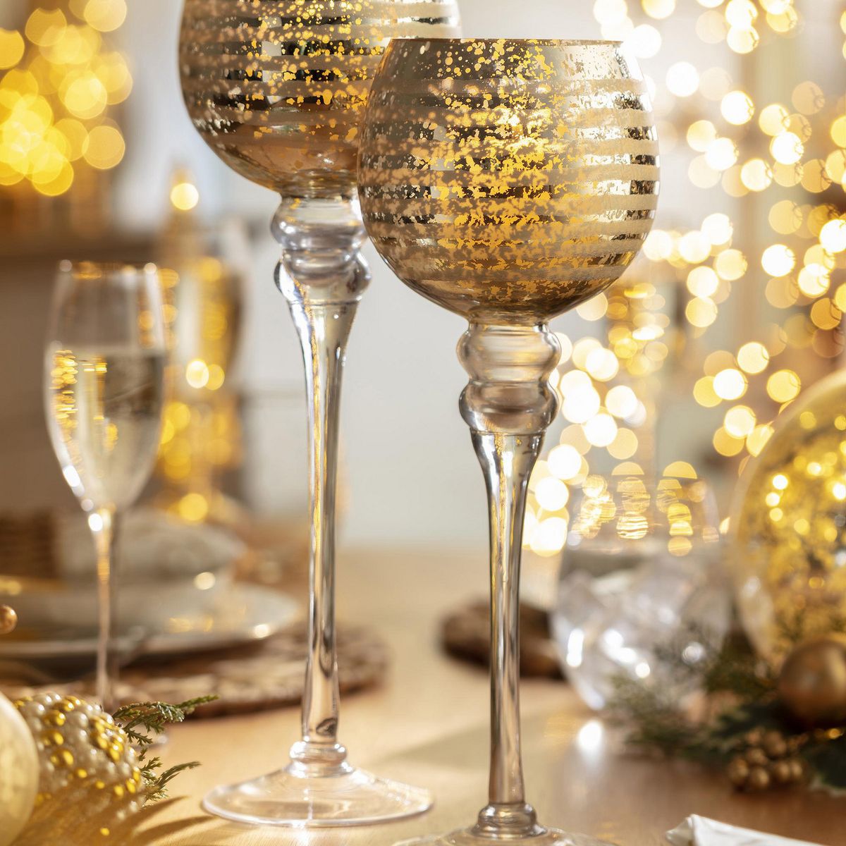 DEAR SANTA - Candelabro vidrio gold 40 cm