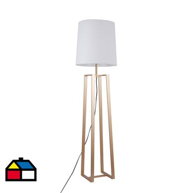 Lmpara de pie 1 luz E27 blanca/dorada