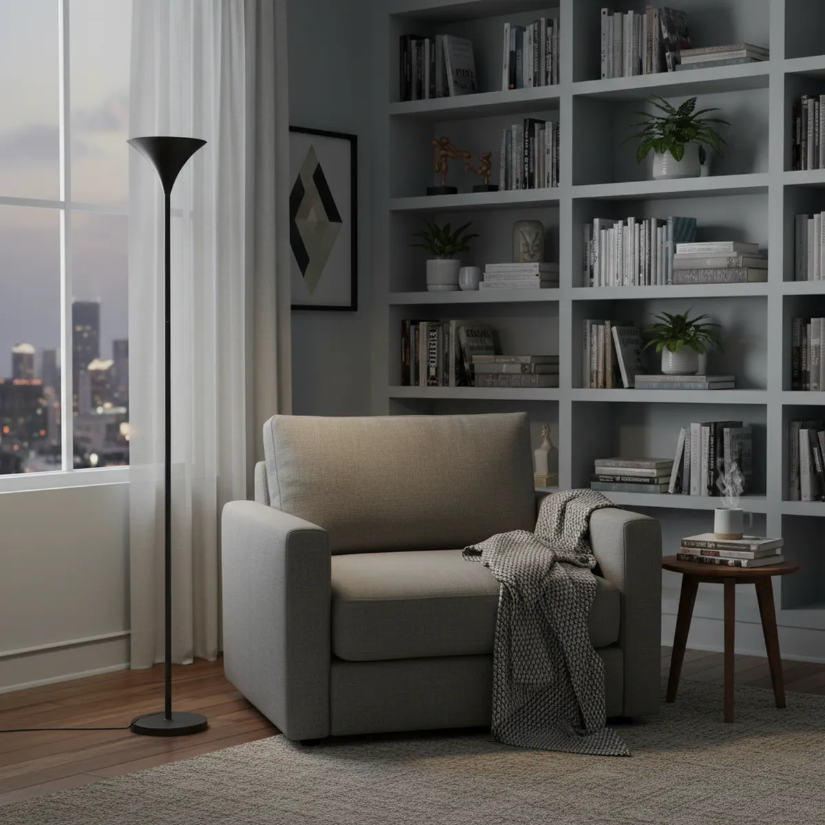 JUST HOME COLLECTION - Lámpara de Pie Metal Gris 25x170 cm