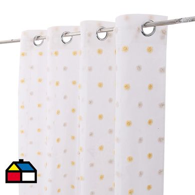 Cortina velo pompom 140x220 cm blanco