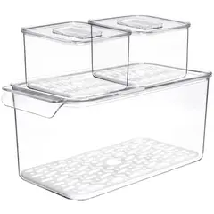 JUST HOME COLLECTION - Set 3 contenedores Transparente