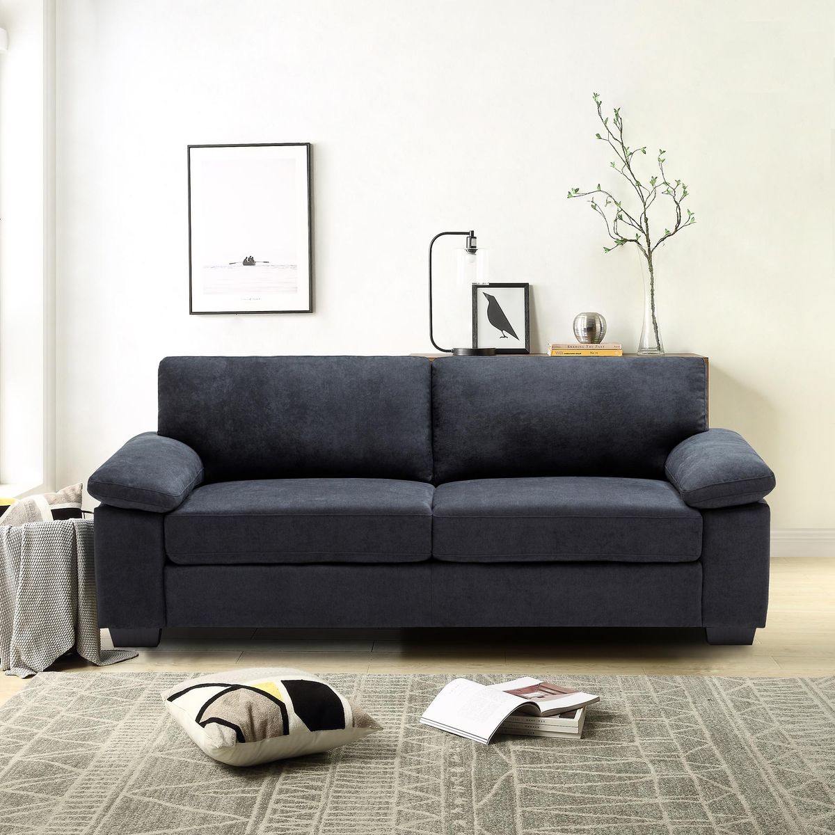 JUST HOME COLLECTION - Sofá 3 cuerpos U70793AZOS 215x92x84 cm Azul