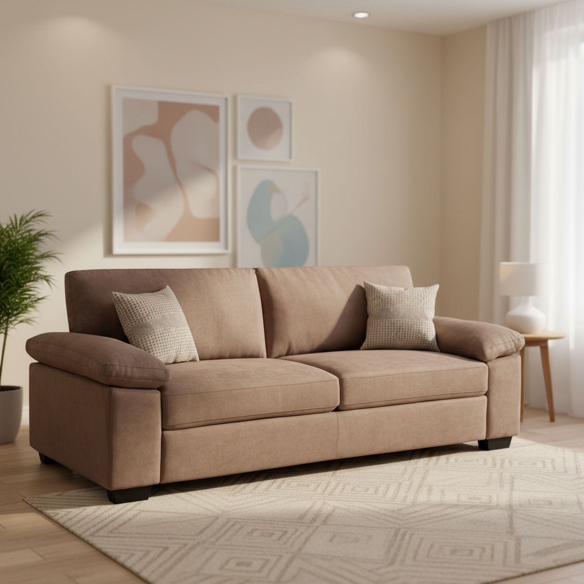 JUST HOME COLLECTION - Sofá 3 cuerpos U70793CA 215x92x84 cm Café