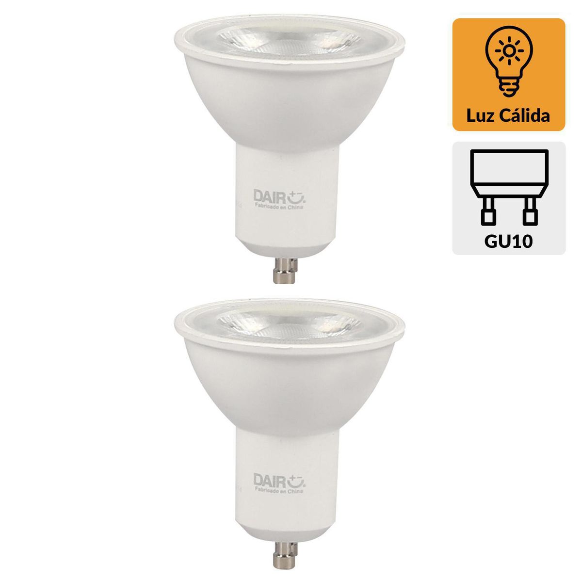 DAIRU - Pack 2 Ampolletas Led 35 W GU10 380 lm Luz Cálida
