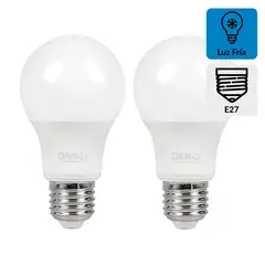 DAIRU - Pack 2 Ampolletas Led Atenuables 60 W E27 830 lm Luz Fría