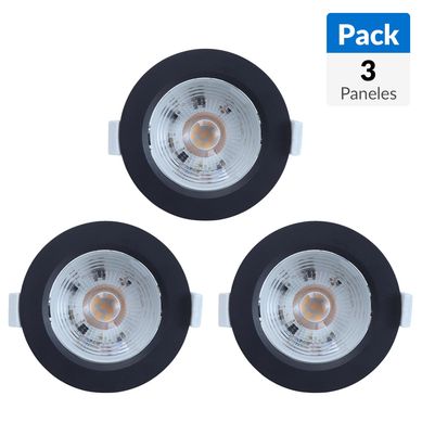 Pack 3 Paneles Led negros 6,5W Luz Clida
