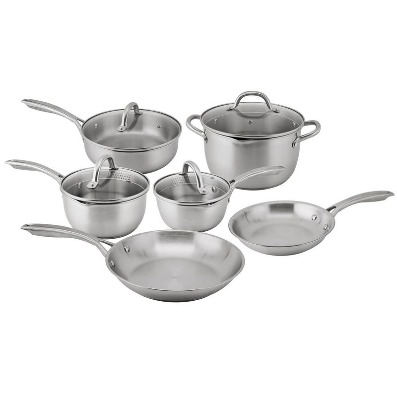 JUST HOME COLLECTION - Batería de cocina 10 Piezas Acero inoxidable Bateria Plateado