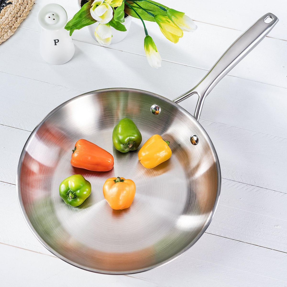 JUST HOME COLLECTION - Sartén Acero inoxidable Plateado