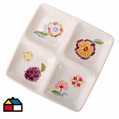 Plato 4 divisiones 28 cm flores prim