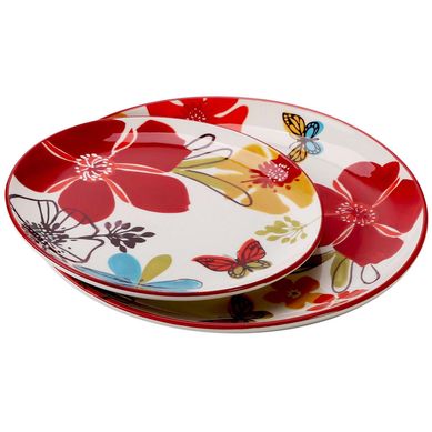 Plato ensalada flores mariposa