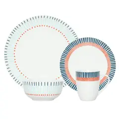 JUST HOME COLLECTION - Juego de Loza 16 Piezas Porcelana Caracol