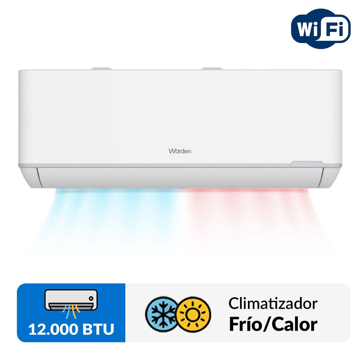 WURDEN - Aire acondicionado split 12000 BTU invert frío/calor WIFI