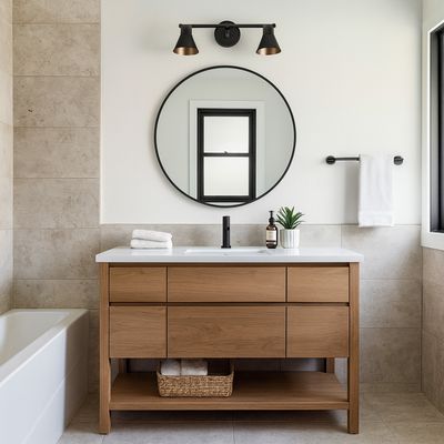 Imagen 2 del producto Espejo redondo 100 cm negro mate