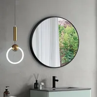 Espejo redondo 60 cm negro mate