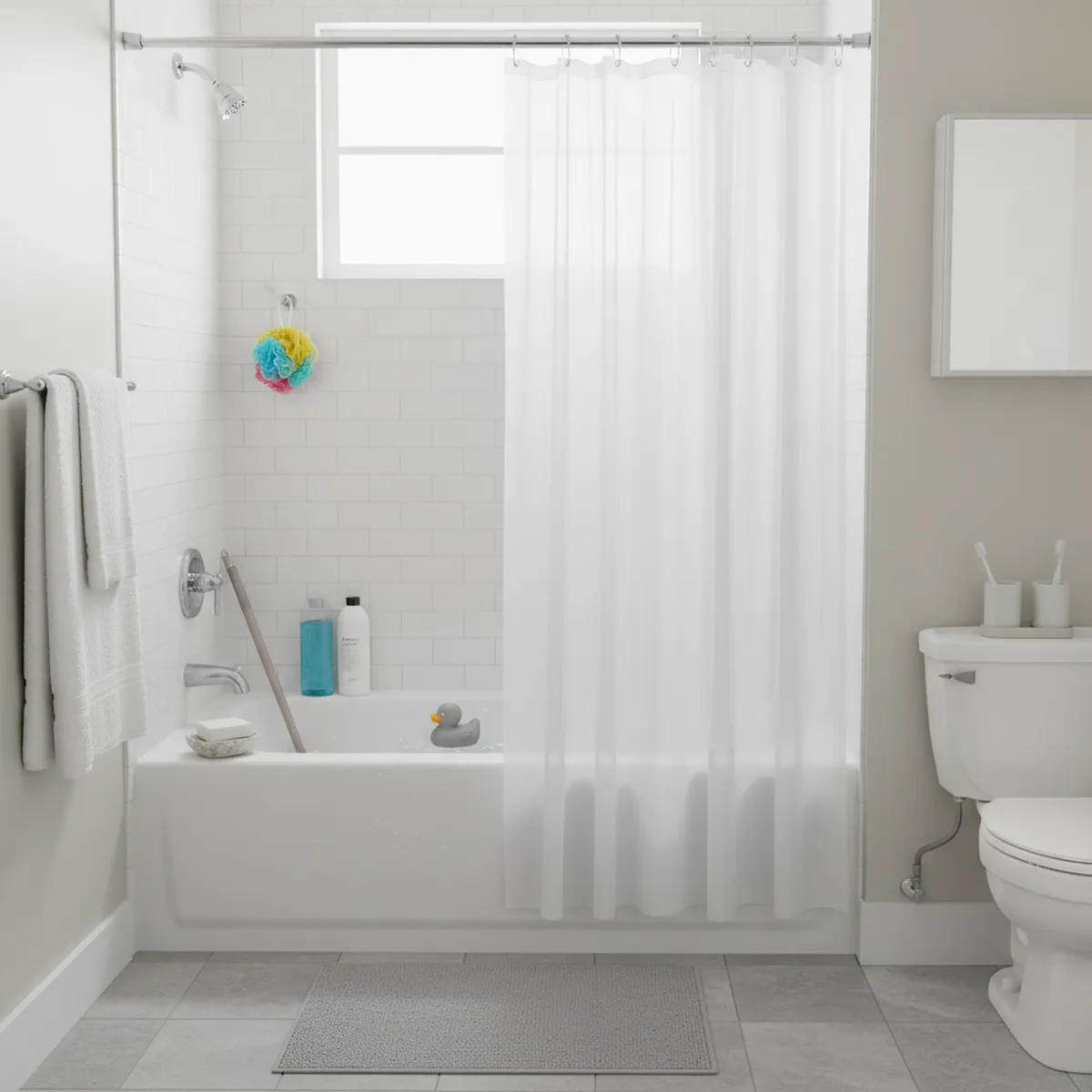 CASA BONITA - Forro Cortina Baño Transparente 178x180cm con Iman