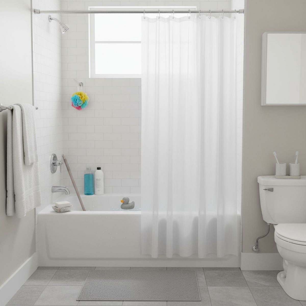 CASA BONITA - Forro Cortina Baño Transparente 178x180cm con Iman