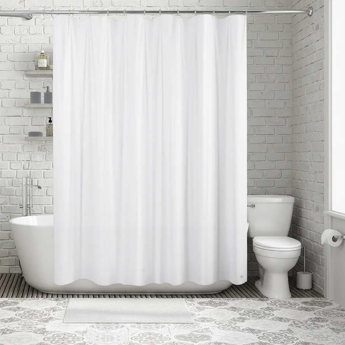 CASA BONITA - Forro Cortina Baño Blanco 190x195cm con Iman