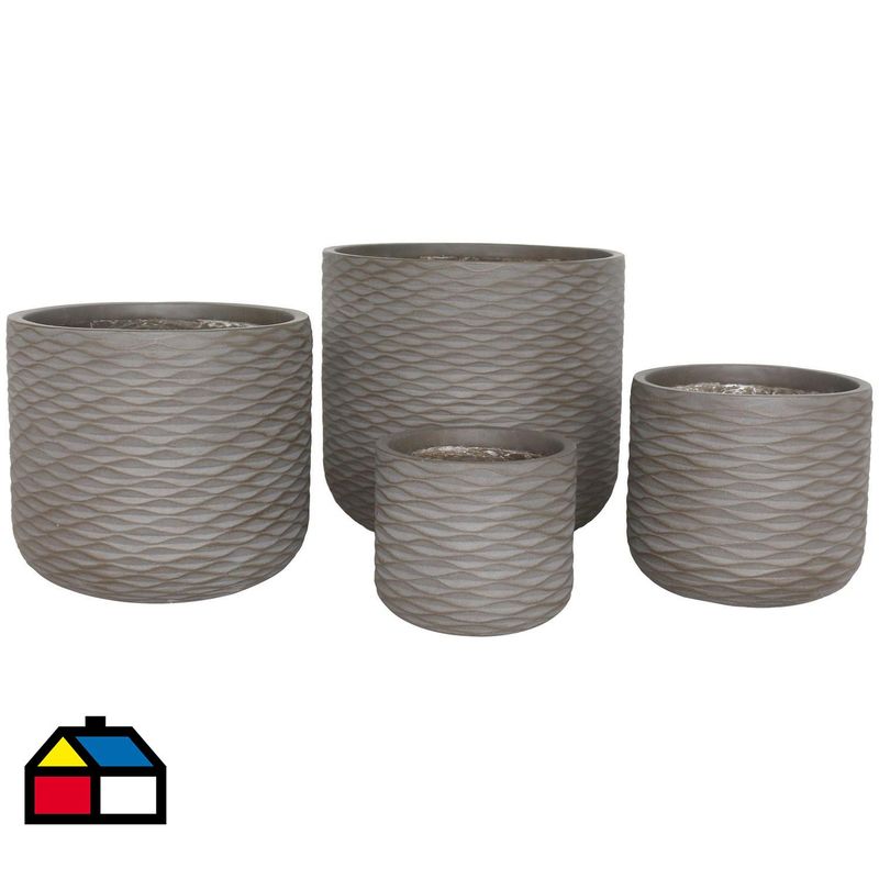 JUST HOME COLLECTION - Macetero Florencia set 4 unidades café.