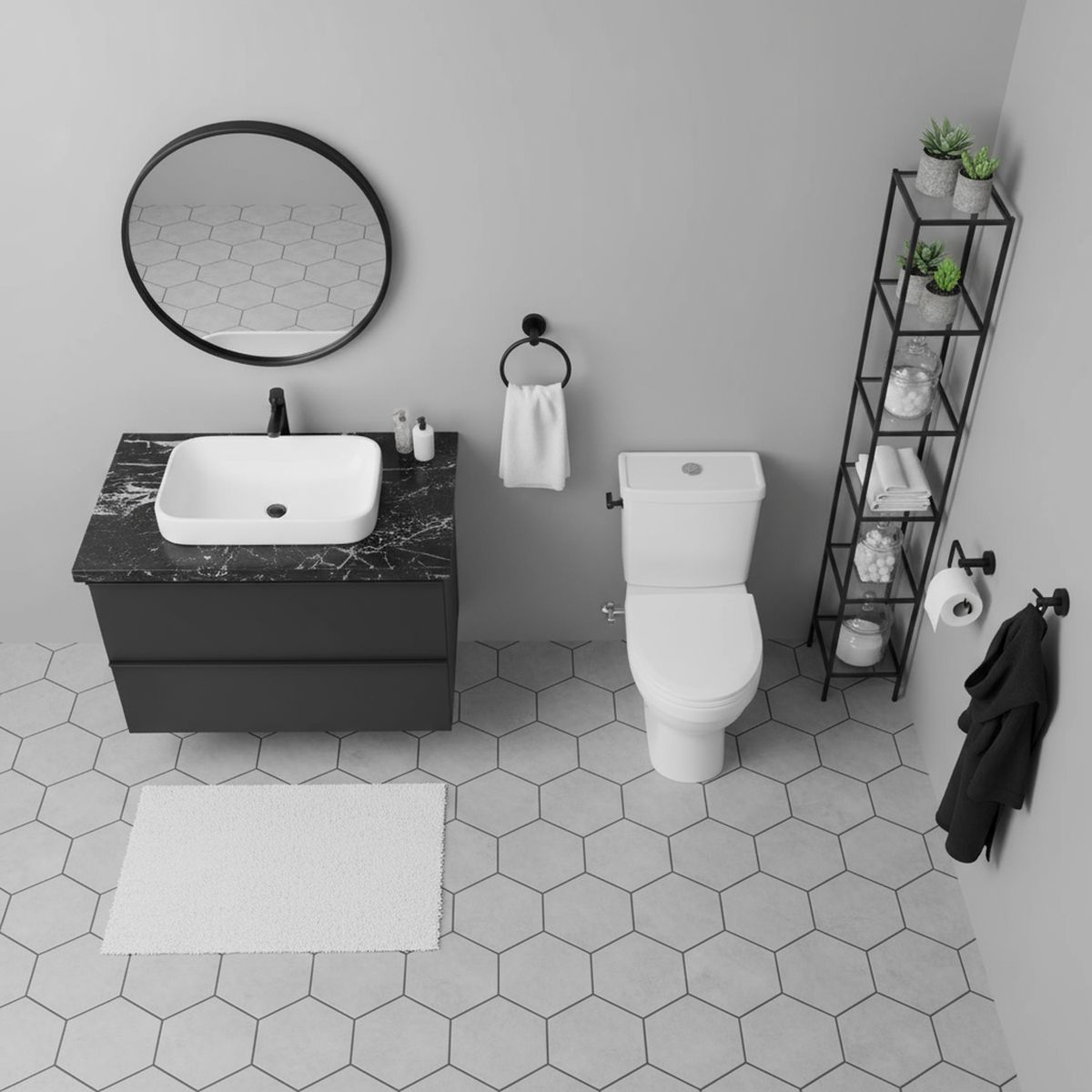 SENSI DACQUA - Set de 3 piezas negro mate