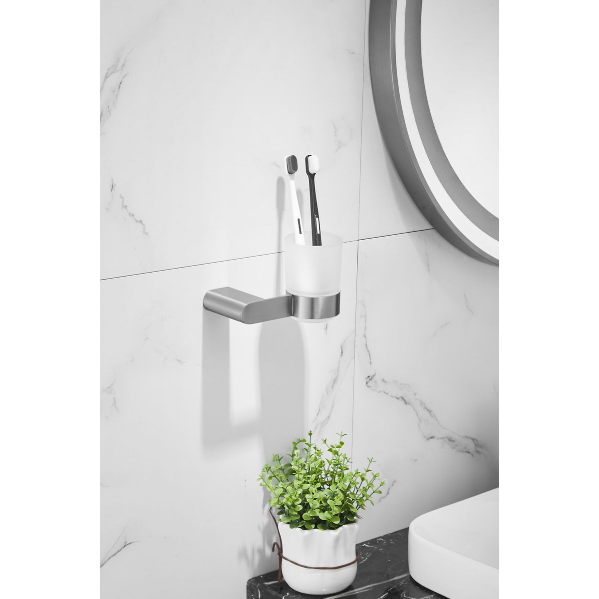 SENSI DACQUA - Porta Vaso Muro Inoxidable Niquelado Sidney Para Baño