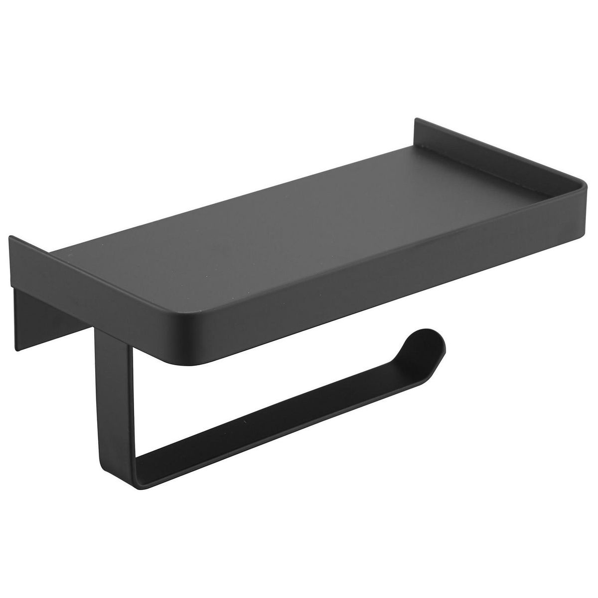 SENSI DACQUA - Porta Rollo Papel con Repisa Osaka Negro Mate