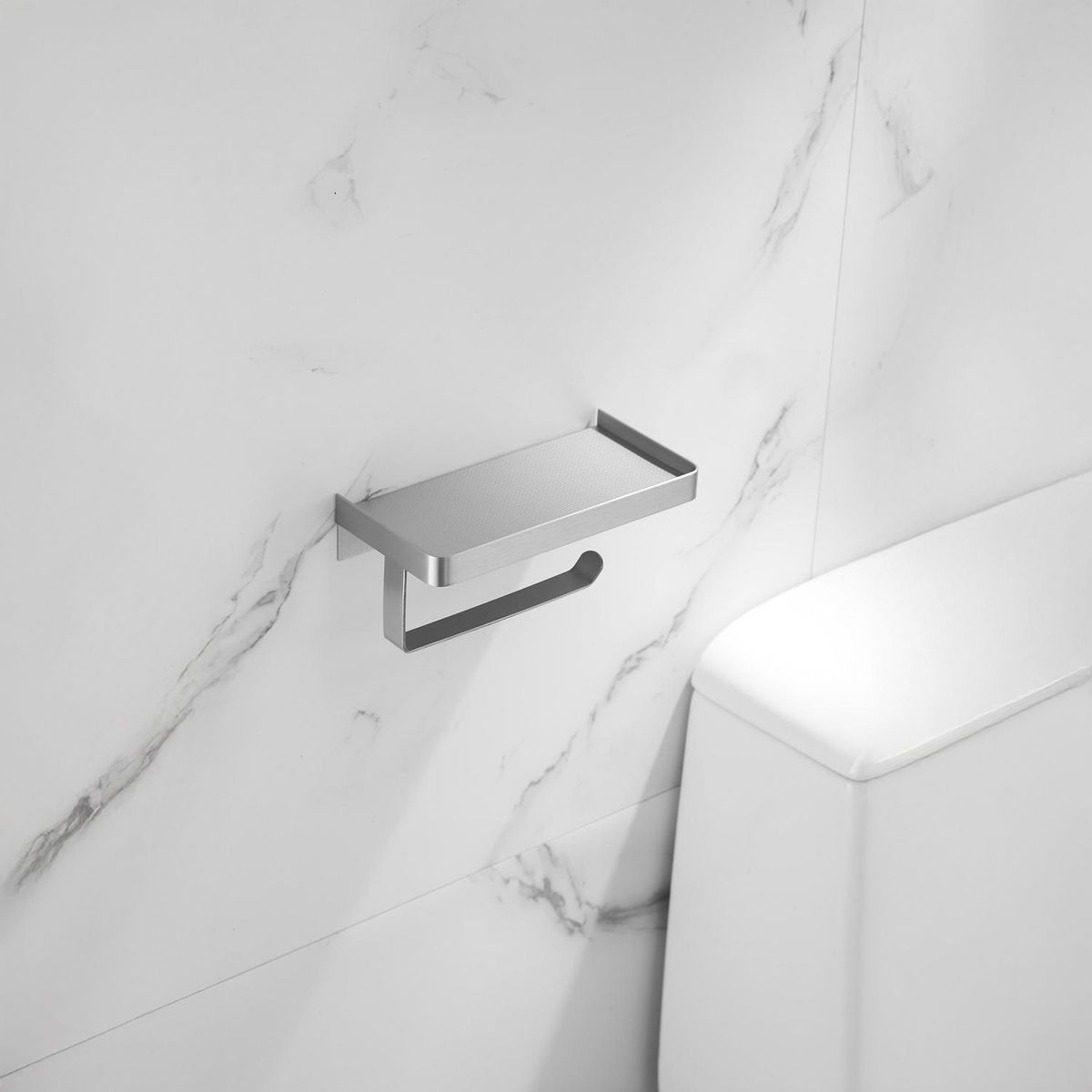 SENSI DACQUA - Porta Rollo Papel con Repisa Osaka Níquel