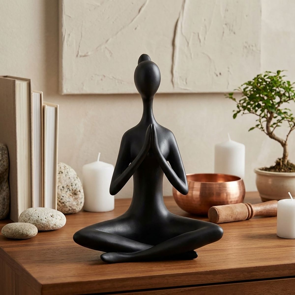 Figura Yoga Negro 25.8x19.3 cm, marca JUST HOME COLLECTION - Foto Principal