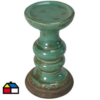 Candelabro antiguo verde 11x18 cm