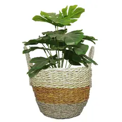JUST HOME COLLECTION - Canasto Decorativo Palma Hierba Marina 24X20 Cm