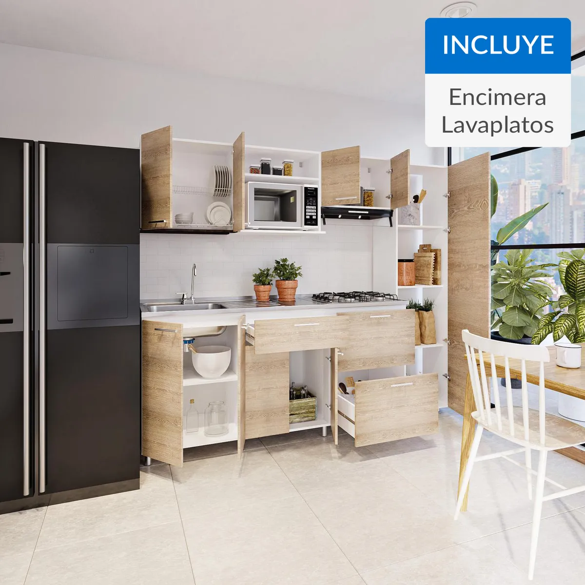SOCODA - Kit cocina Berlin 1,8m Encimera + Alacena + lavaplato izquierdo