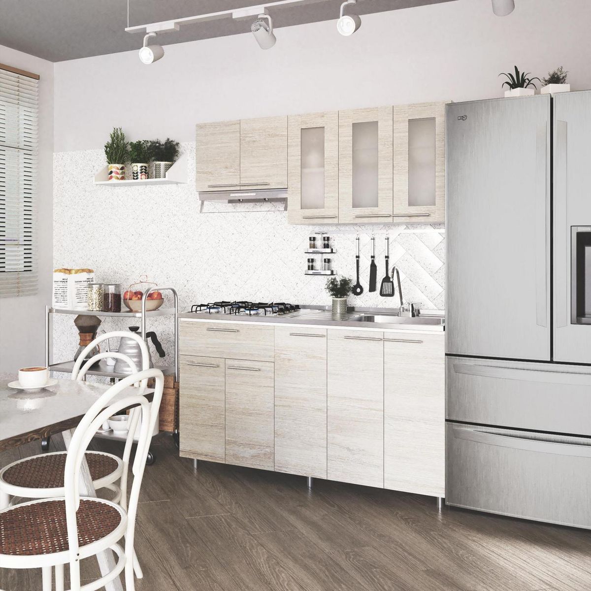 SOCODA - Kit cocina Ibiza 1,5 m: Encimera a gas + lavaplato cubeta derecho